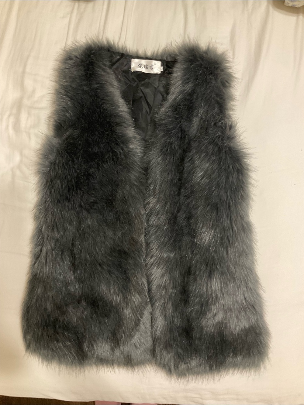 Gray Faux Fur Vest